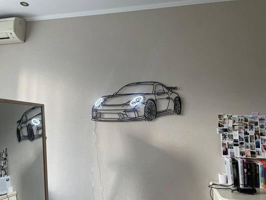 911 GT3 — Neon Metal Wall Art - Metal Art