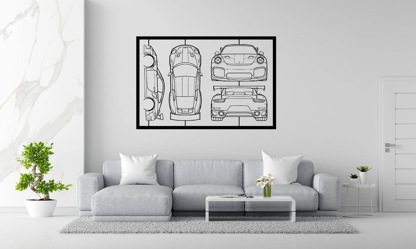 991 GT2 RS Frame Silhouette - Metal Wall Art - Metal Art