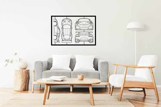 991 GT2 RS Frame Silhouette - Metal Wall Art - Metal Art