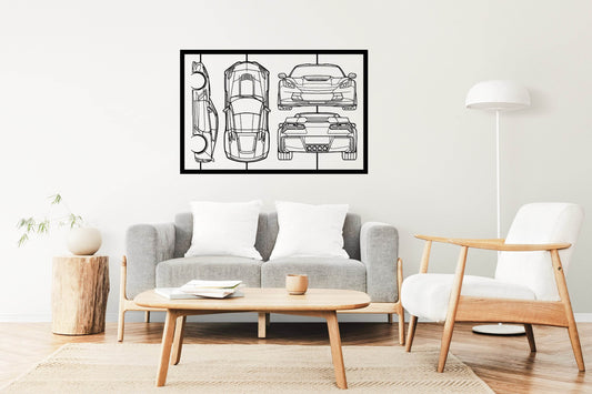 Corvette C7 Frame Silhouette - Metal Wall Art - Metal Art