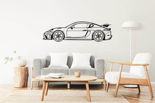 718 Cayman GT4 RS - Side View - Metal Wall Art