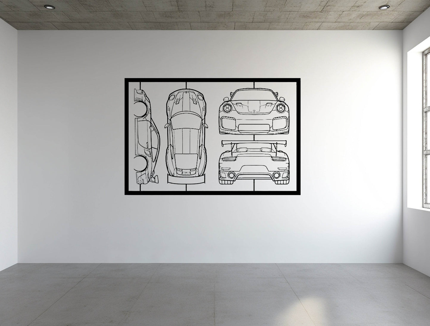 991 GT2 RS Frame Silhouette - Metal Wall Art - Metal Art