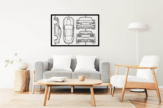 Mustang Shelby GT350 Frame Silhouette - Metal Wall Art - Metal Art