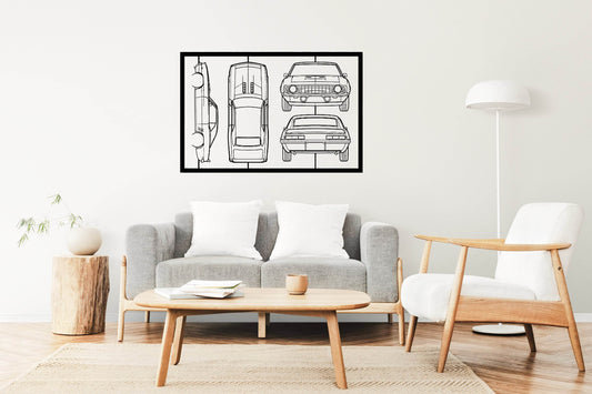 Camaro SS 1969 Frame Silhouette - Metal Wall Art - Metal Art