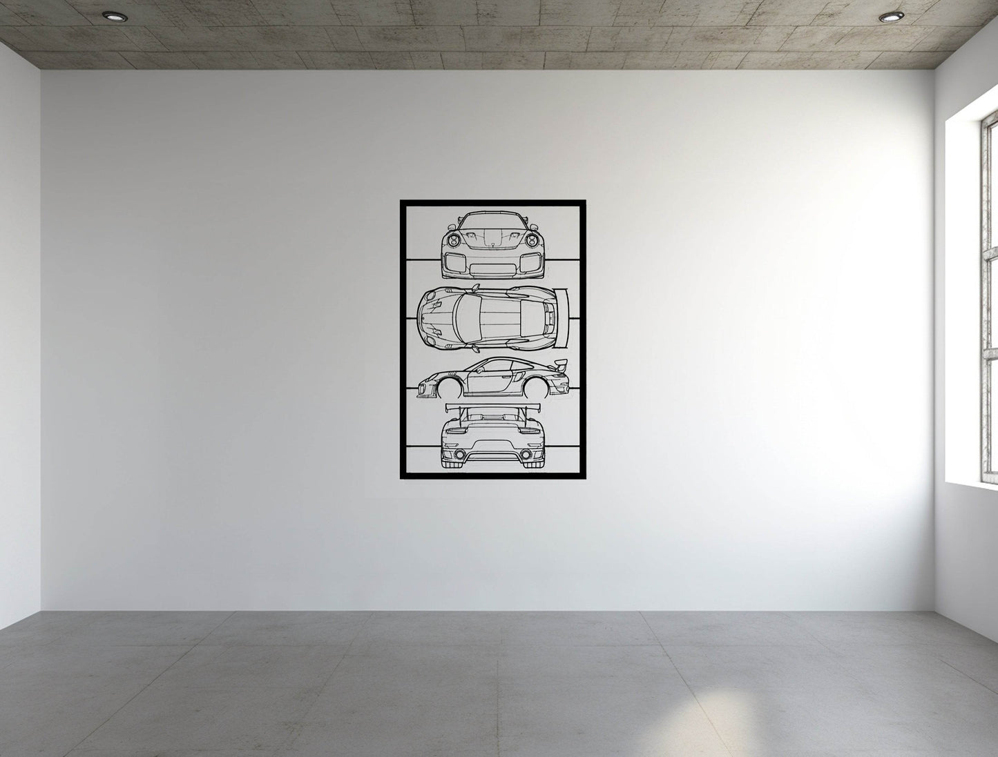 991 GT2 RS Frame Silhouette - Metal Wall Art - Metal Art