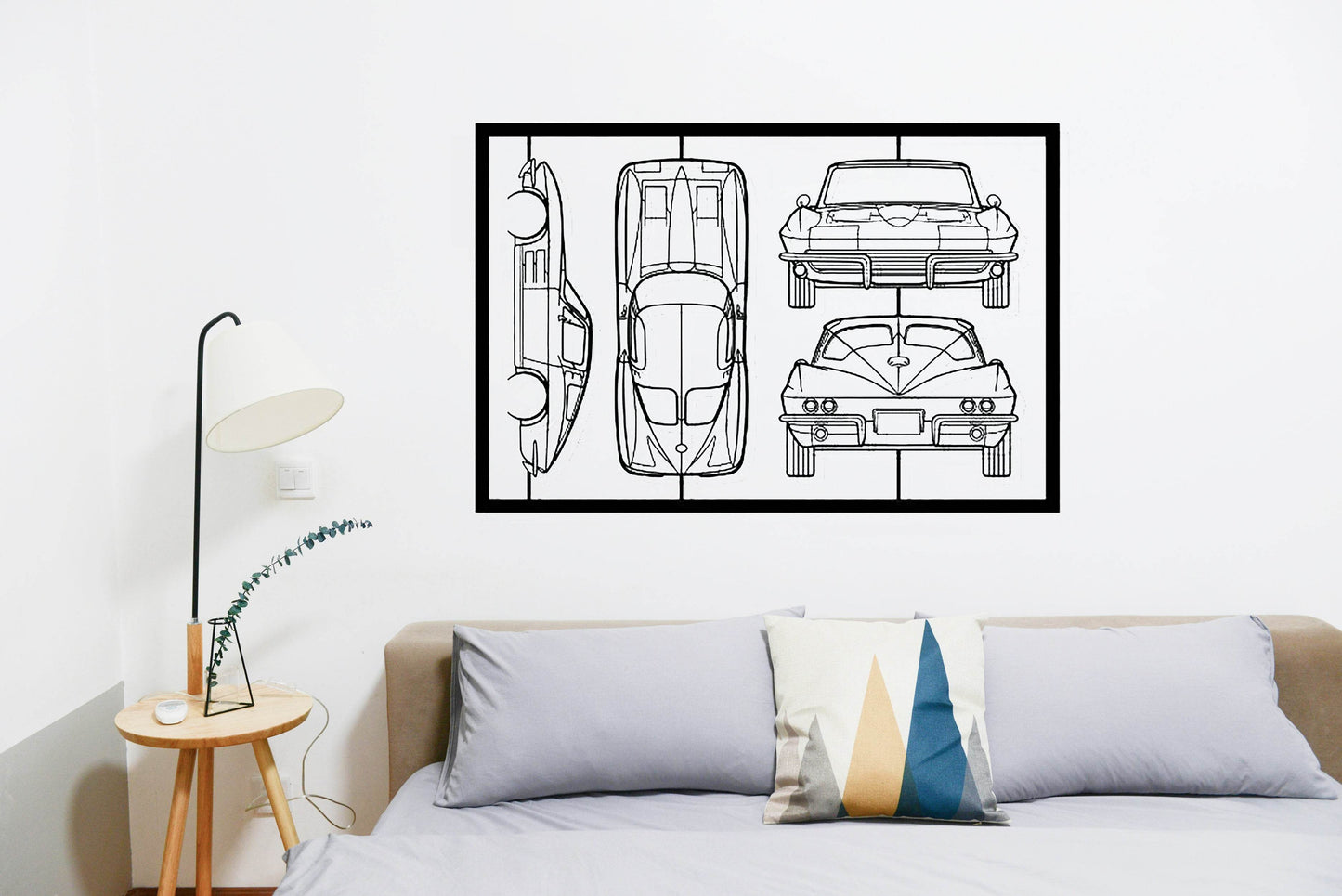 Corvette C2 1963 Frame Silhouette - Metal Wall Art - Metal Art