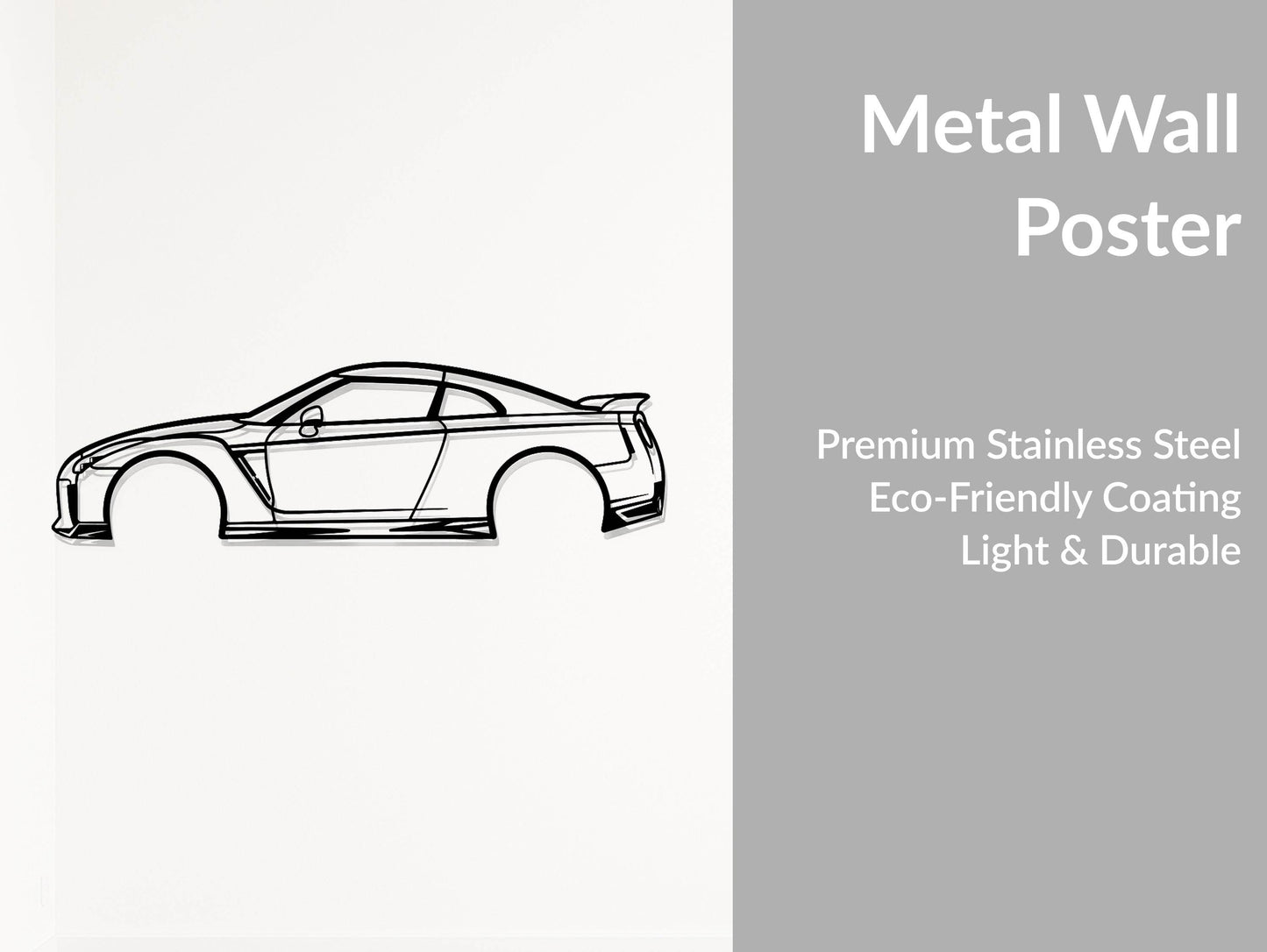 GT-R R35 - Side View - Metal Wall Art - Metal Art
