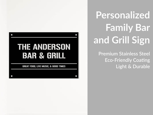 Personalized Family Bar & Grill Metal Sign - Metal Art