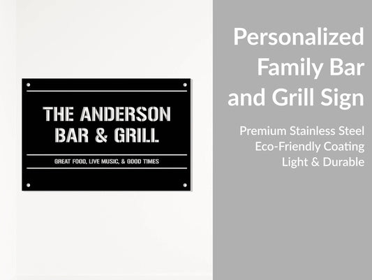 Personalized Family Bar & Grill Metal Sign - Metal Art