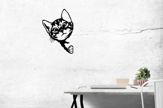 Cat Peeking Wall Art - Metal Art