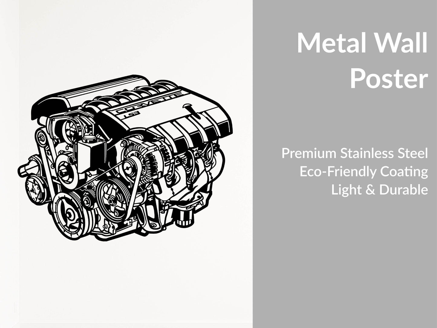 V8 Engine Metal Wall Art - Metal Art