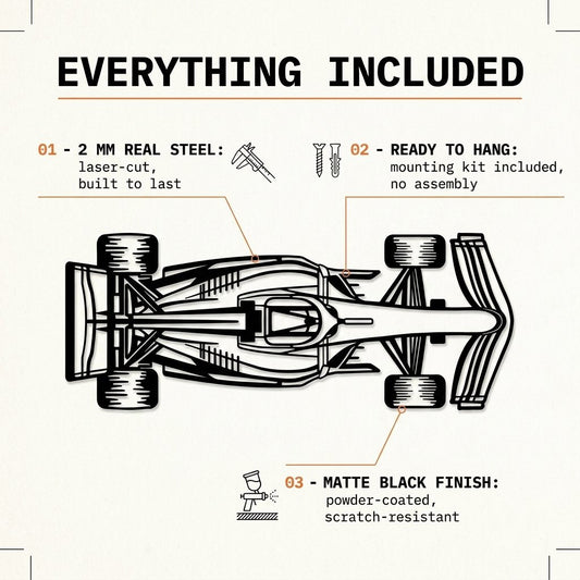 F1 Race Car Metal Wall Art - lifestyle