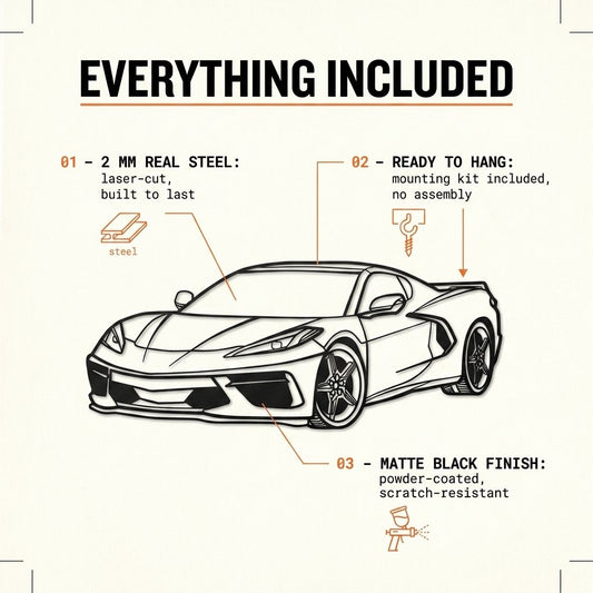 Corvette C8 - Metal Wall Art - lifestyle