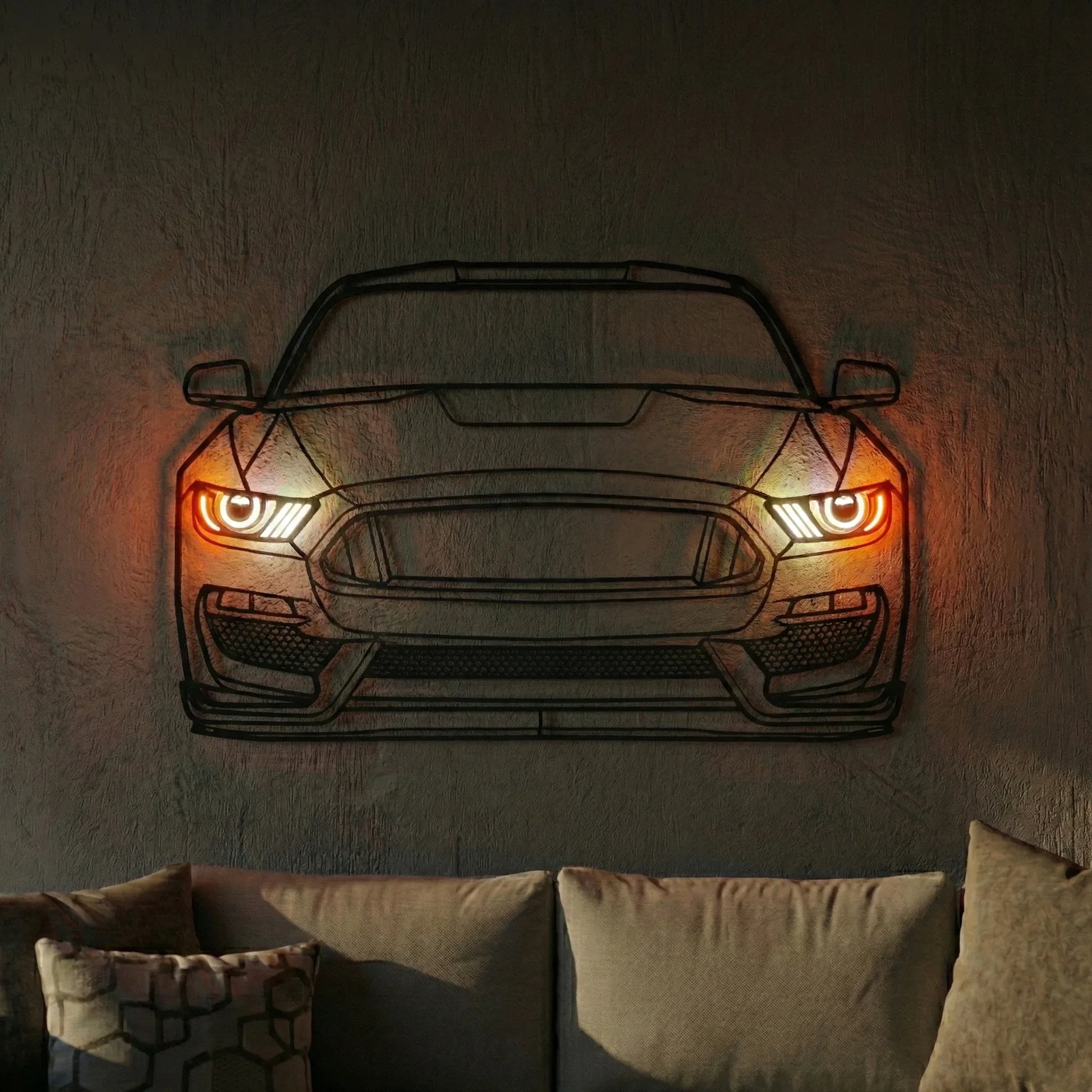2017 Mustang Shelby GT350 Front — Neon LED Metal Wall Art - Metal Art