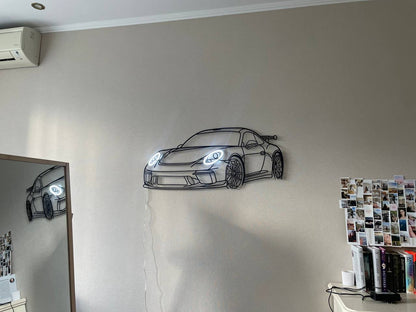 911 GT3  — Neon Metal Wall Art