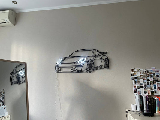 911 GT3  — Neon Metal Wall Art