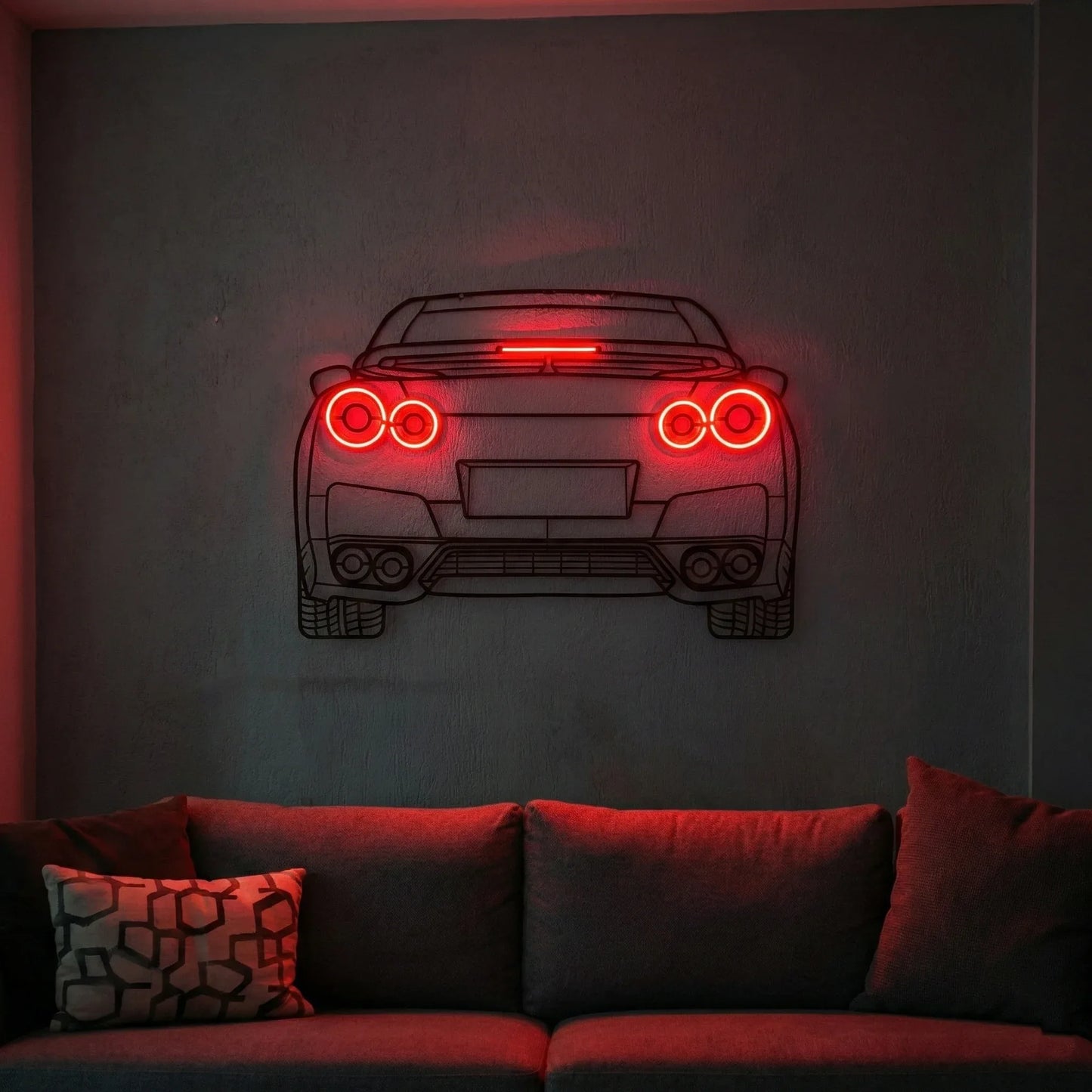 GT-R R35 Back — Neon LED Metal Wall Art - Metal Art