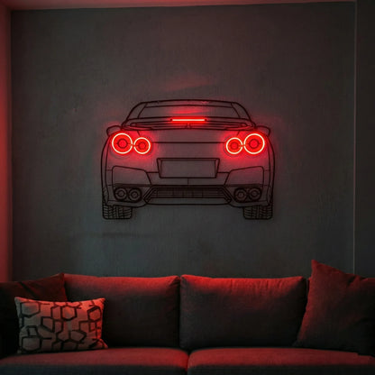 GT-R R35 Back — Neon LED Metal Wall Art - Metal Art