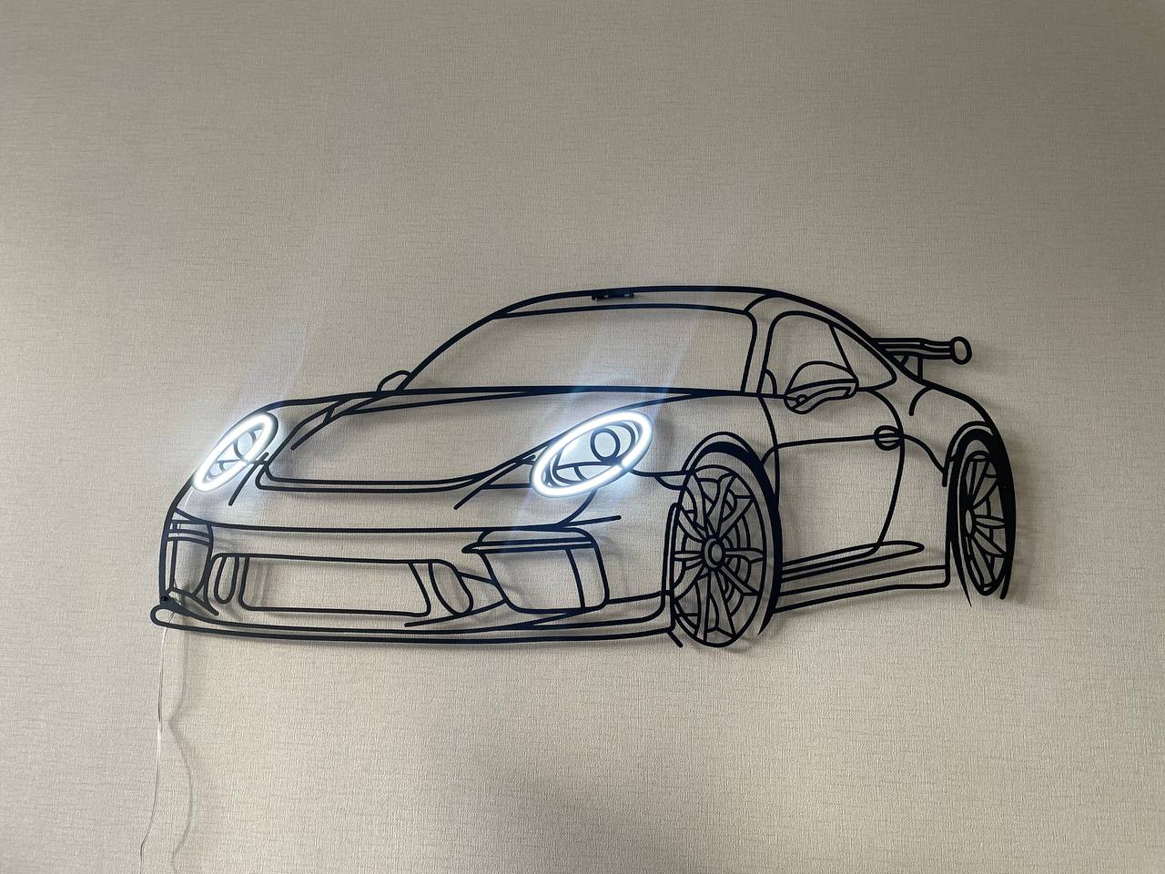 911 GT3  — Neon Metal Wall Art