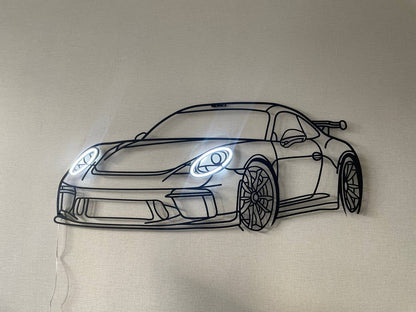 911 GT3  — Neon Metal Wall Art