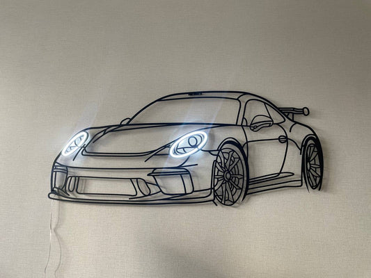 911 GT3  — Neon Metal Wall Art