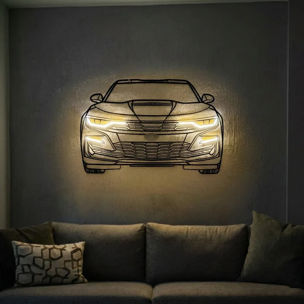 Camaro Front — Neon LED Metal Wall Art - Metal Art