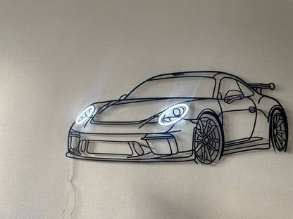 911 GT3  — Neon Metal Wall Art