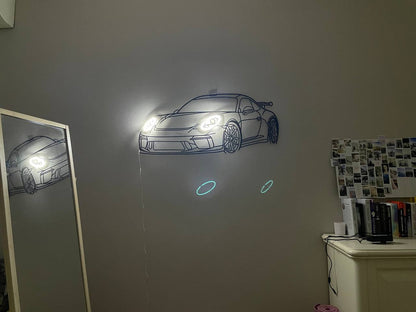911 GT3  — Neon Metal Wall Art