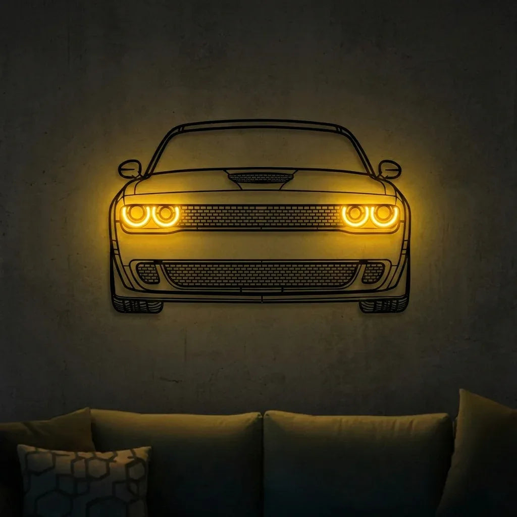Challenger Front — Neon LED Metal Wall Art - Metal Art