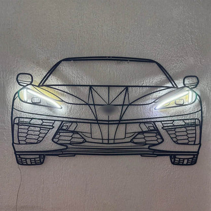 Corvette C8 Front — Neon LED Metal Wall Art - Metal Art