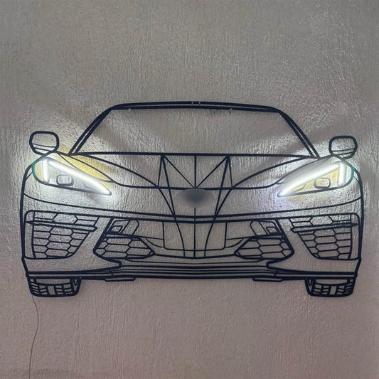 Corvette C8 Front — Neon LED Metal Wall Art - Metal Art