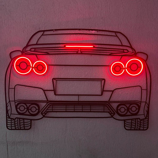 GT-R R35 Back — Neon LED Metal Wall Art - Metal Art
