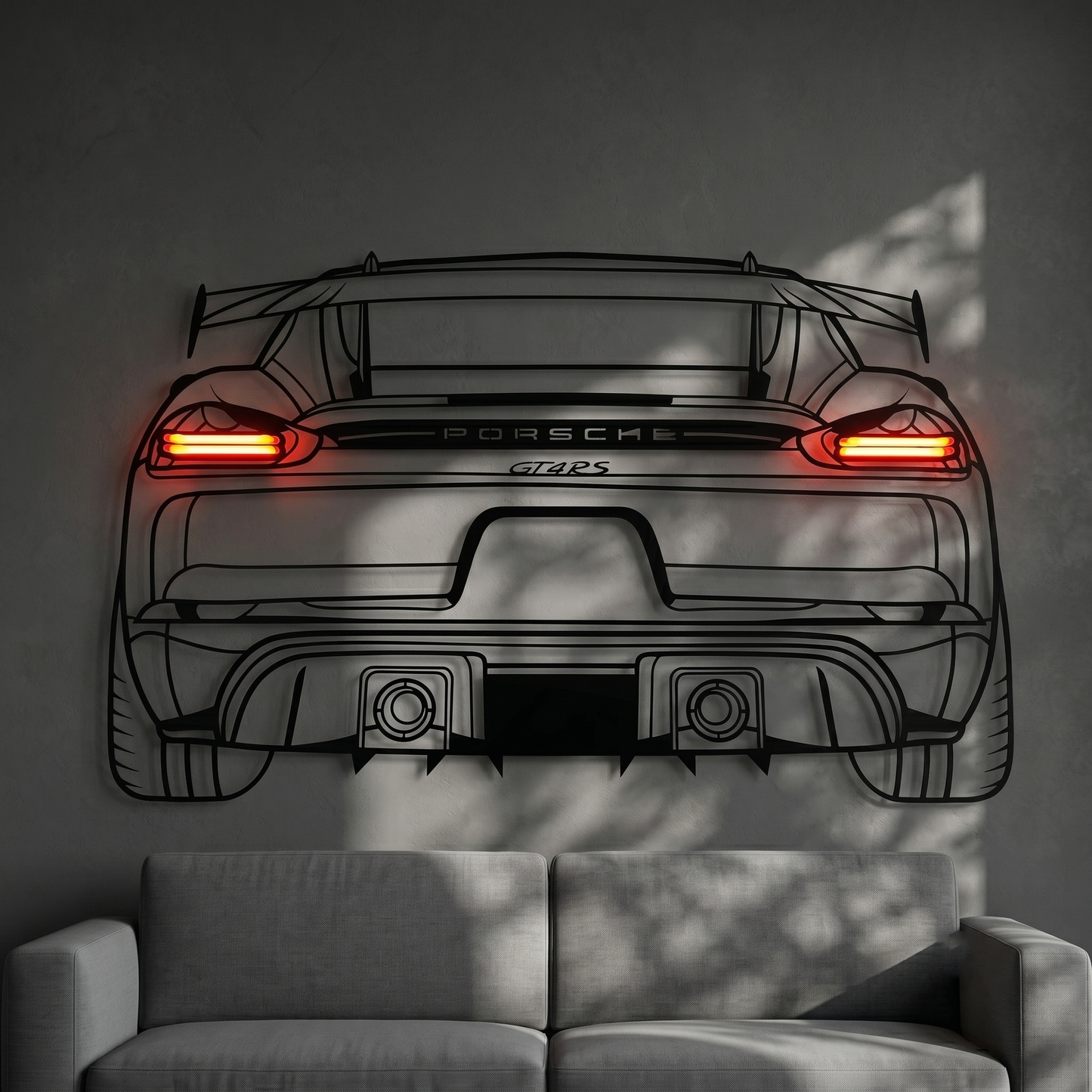Defender Front — Neon LED Metallwandkunst