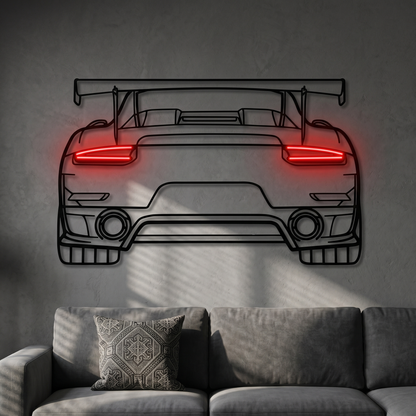 Defender Front — Neon LED Metallwandkunst