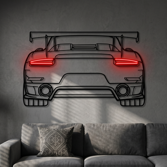 Defender Front — Neon LED Metallwandkunst
