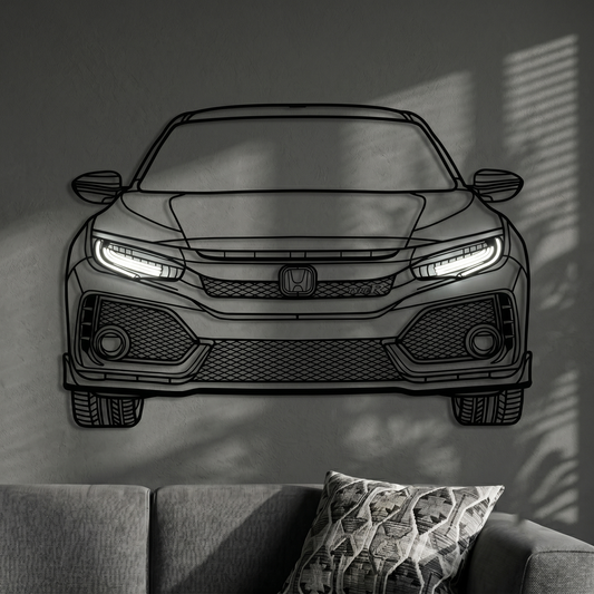 Defender Front — Neon LED Metallwandkunst