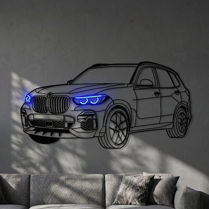 Defender Front — Neon LED Metallwandkunst