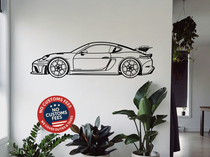 718 Cayman GT4 RS - Side View - Metal Wall Art