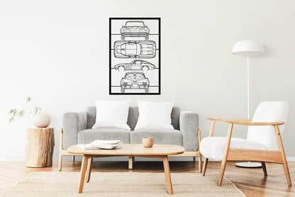 Corvette C2 1963 Frame Silhouette - Metal Wall Art - Metal Art