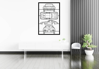 Corvette C2 1963 Frame Silhouette - Metal Wall Art - Metal Art