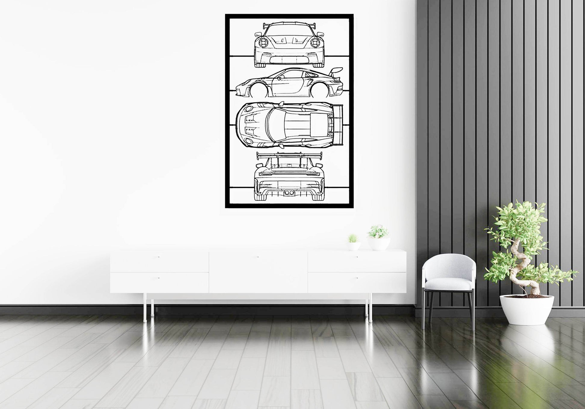 911 992 GT3 RS Frame Silhouette - Metal Wall Art - Metal Art