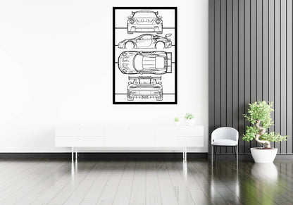 911 992 GT3 RS Frame Silhouette - Metal Wall Art - Metal Art