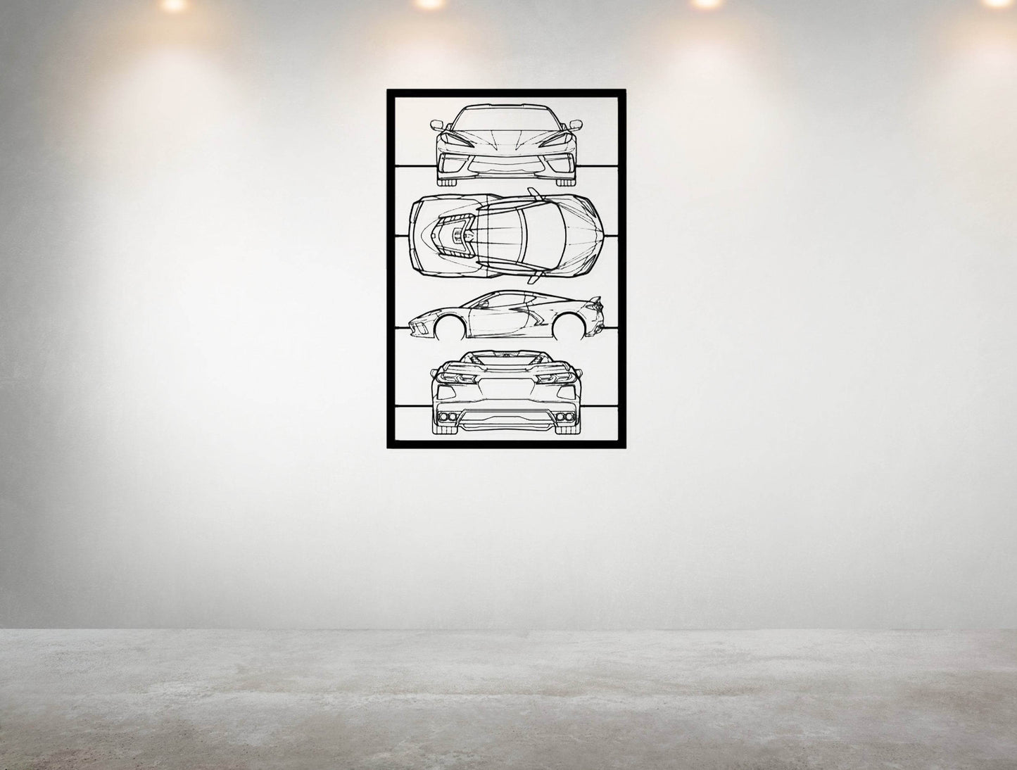 Corvette C8 Frame Silhouette - Metal Wall Art - Metal Art