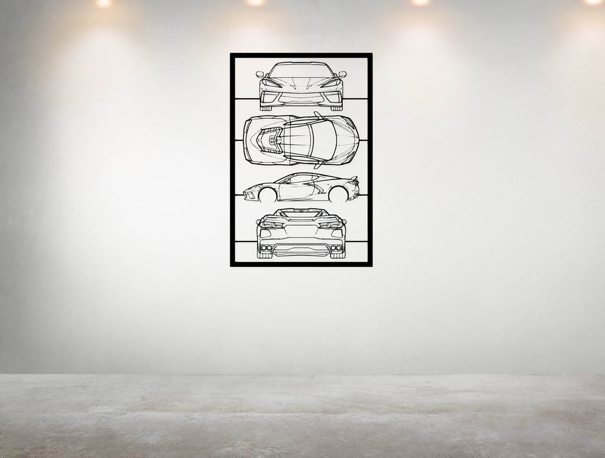 Corvette C8 Frame Silhouette - Metal Wall Art - Metal Art