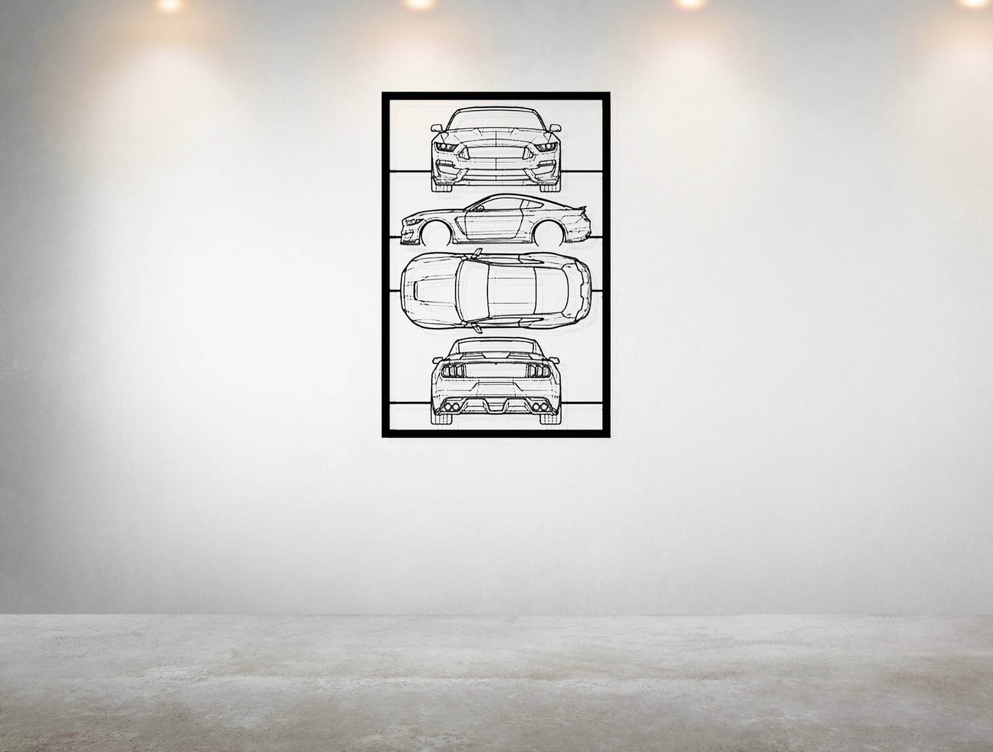 Mustang Shelby GT350 Frame Silhouette - Metal Wall Art - Metal Art