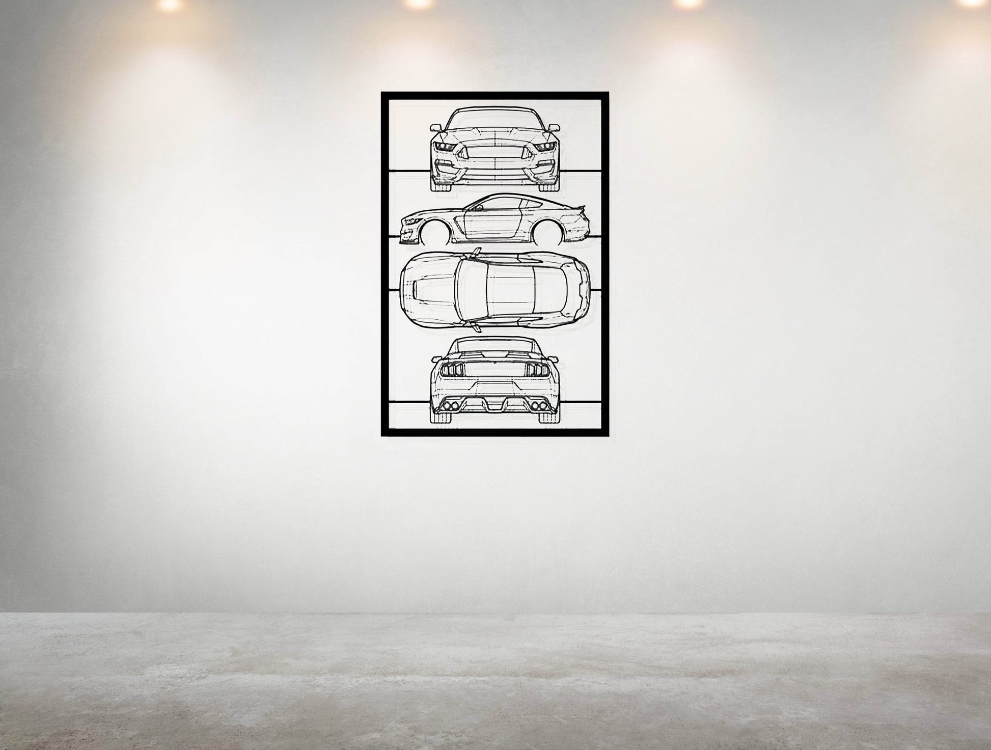 Mustang Shelby GT350 Frame Silhouette - Metal Wall Art - Metal Art