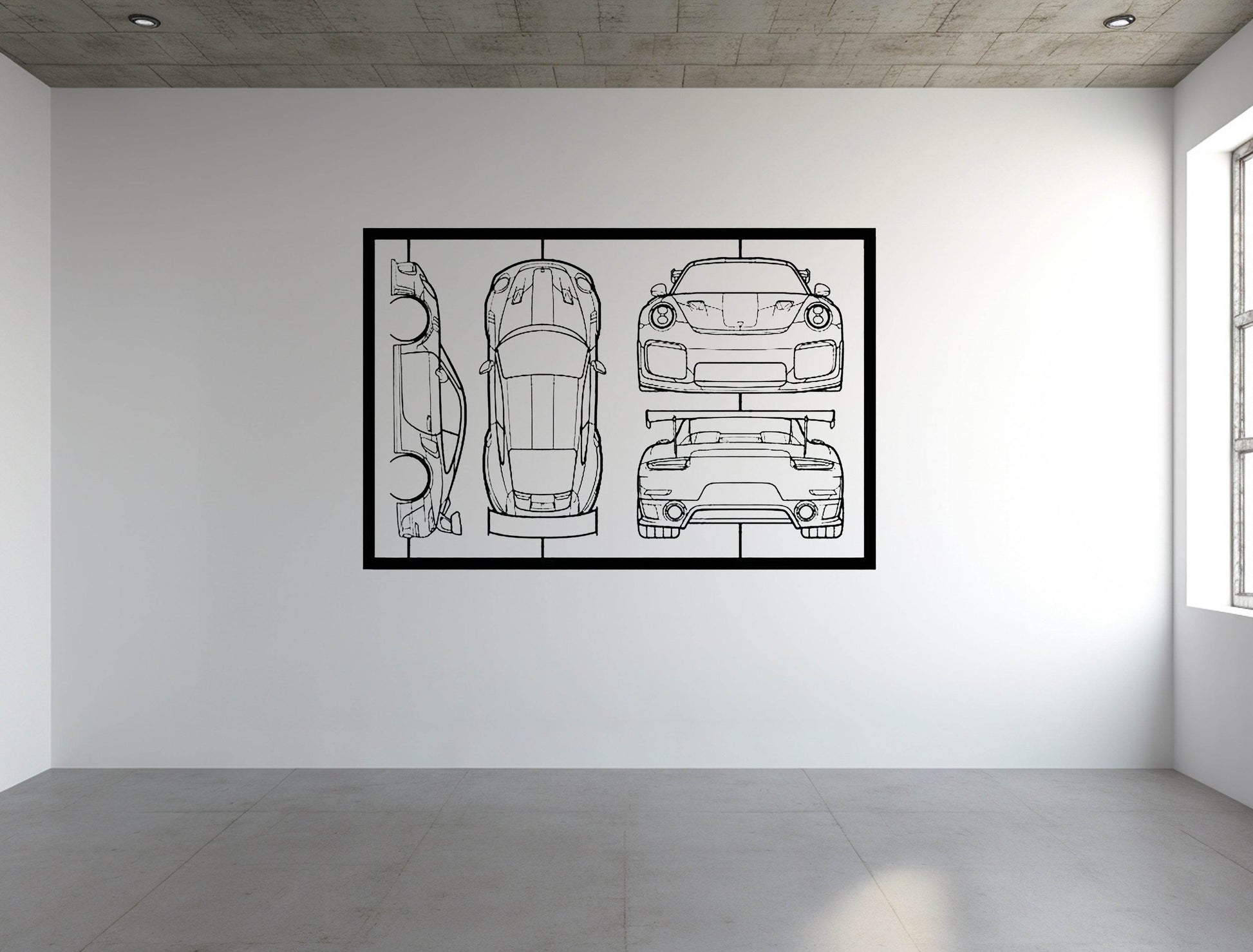 991 GT2 RS Frame Silhouette - Metal Wall Art - Metal Art