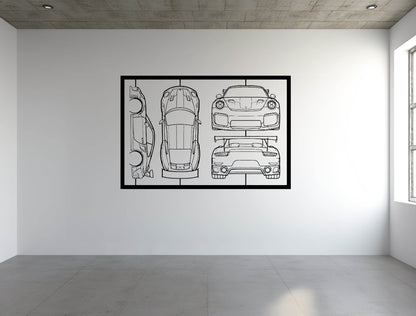 991 GT2 RS Frame Silhouette - Metal Wall Art - Metal Art