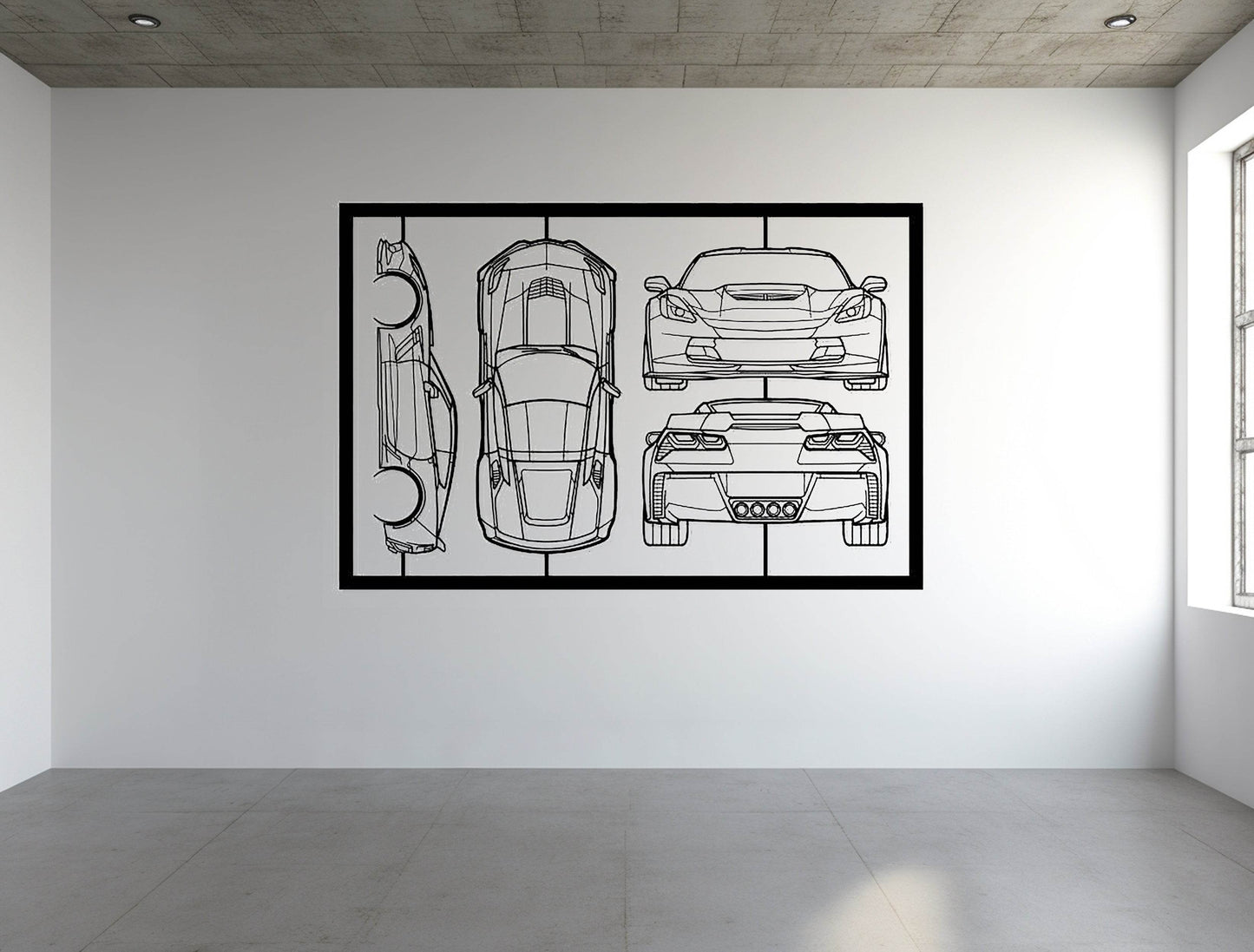 Corvette C7 Frame Silhouette - Metal Wall Art - Metal Art