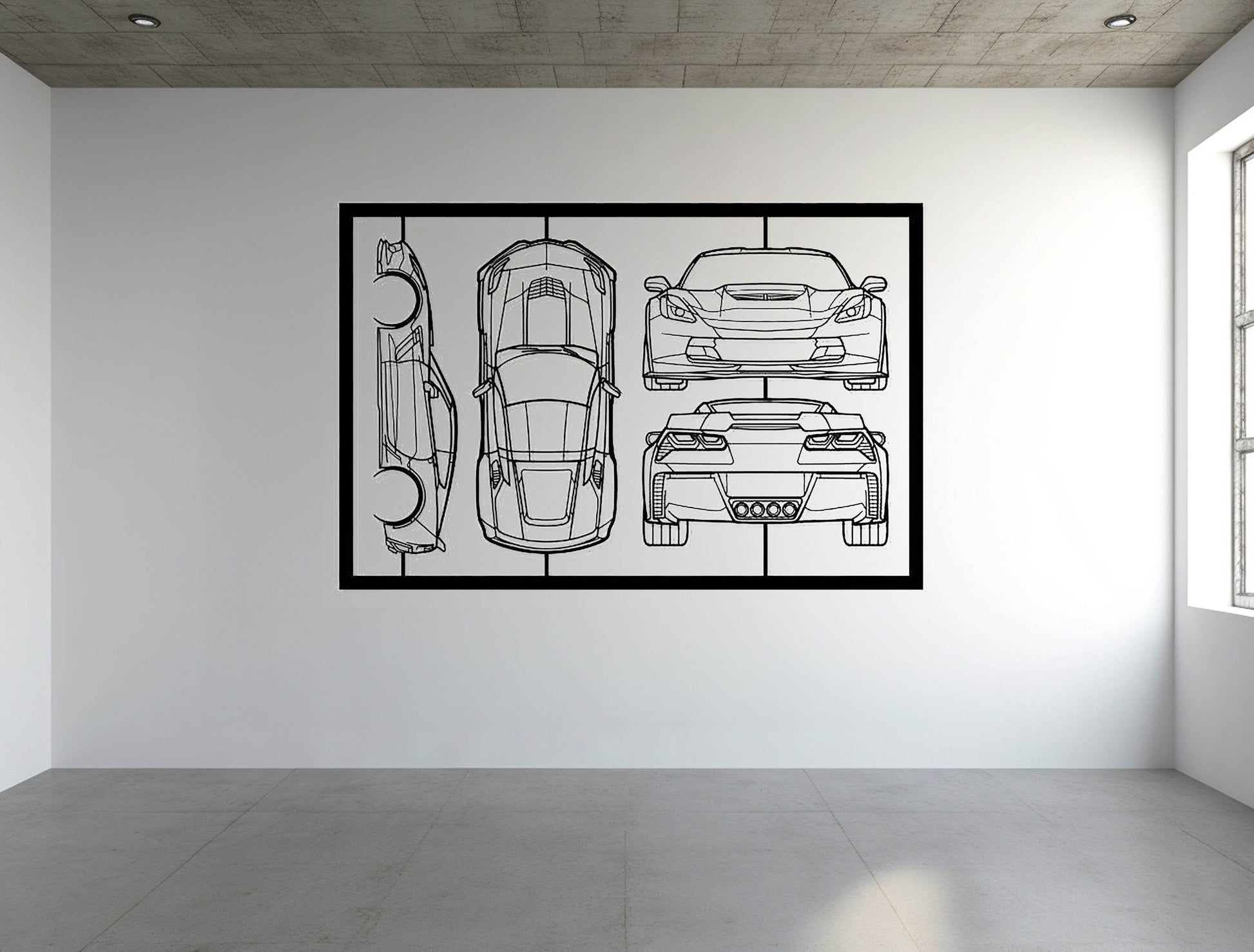 Corvette C7 Frame Silhouette - Metal Wall Art - Metal Art